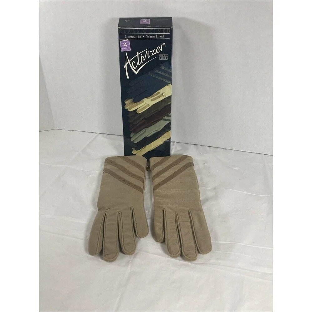 Grandoe Activizer Vtg 1985 Ladies Driving Gloves Camel BROWN One Size Warm Lined